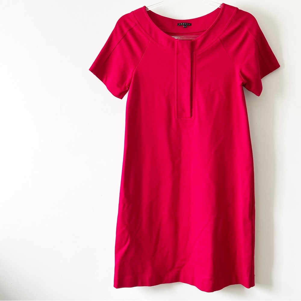 Theory‎ Hook and Eye Sheath Dress in Red